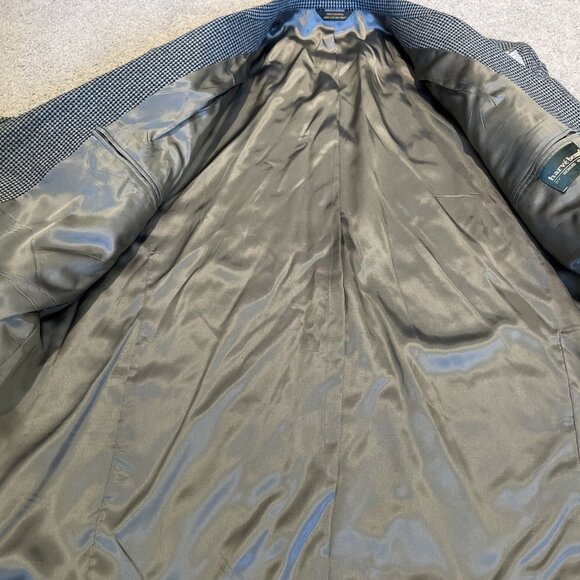 Harve Bernard Houndstooth Sportcoat Blazer Jacket Mens Blazer 46R Gray Blue READ - Picture 13 of 15